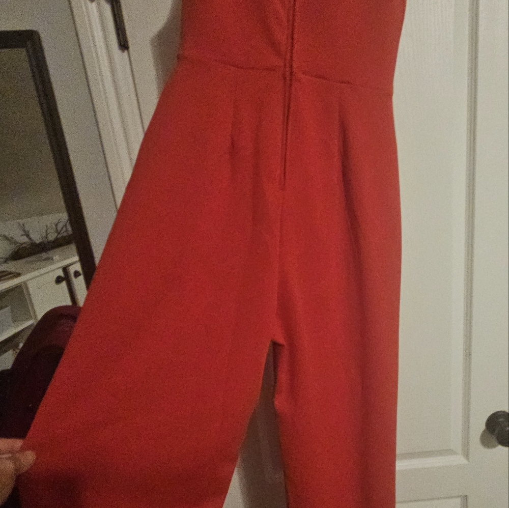 Small Candy Apple Red Spandex/Polyester Jumpsuit - image 5